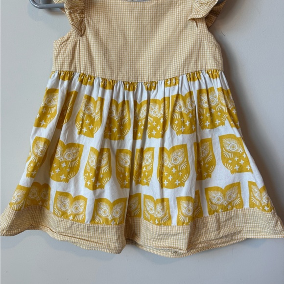Ricrac & Ruffles Yellow and White Owl Print girls  Dress sie 2T - Picture 2 of 6